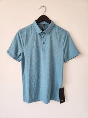 NWT LULULEMON CRHT Blue Green Teal Evolution Polo Top Shirt Men's XXL